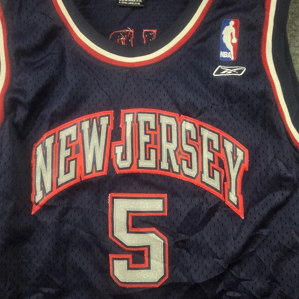 Vintage Jason Kidd New Jersey Nets Jersey Youth XL Reebok NBA Basketball Navy